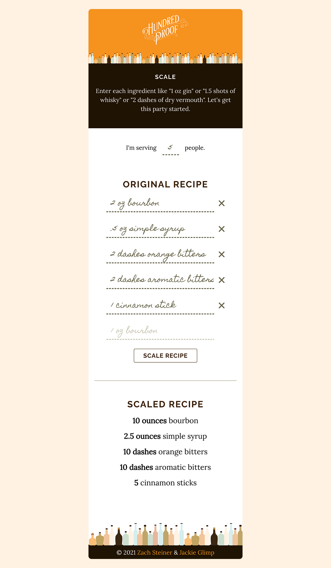 Hundred Proof scale view on mobile